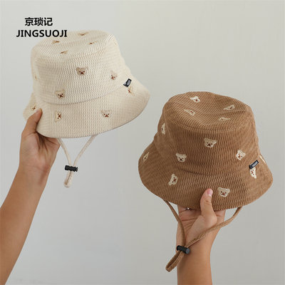 儿童渔夫帽春秋新款韩版可爱小熊