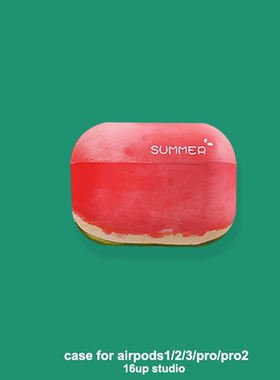 夏日西瓜粉色渐变适用airpodspro2保护套pro个性创意简约英文小众清新趣味3代苹果无线蓝牙耳机壳4硅胶磨砂软
