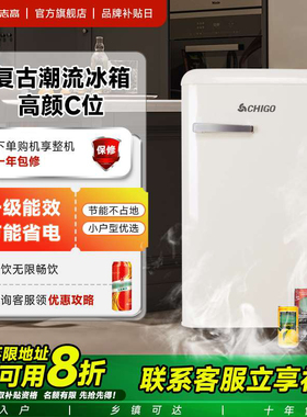 志高复古冰箱单门家用小型客厅全冷藏保鲜柜迷你美妆一级能效冰箱