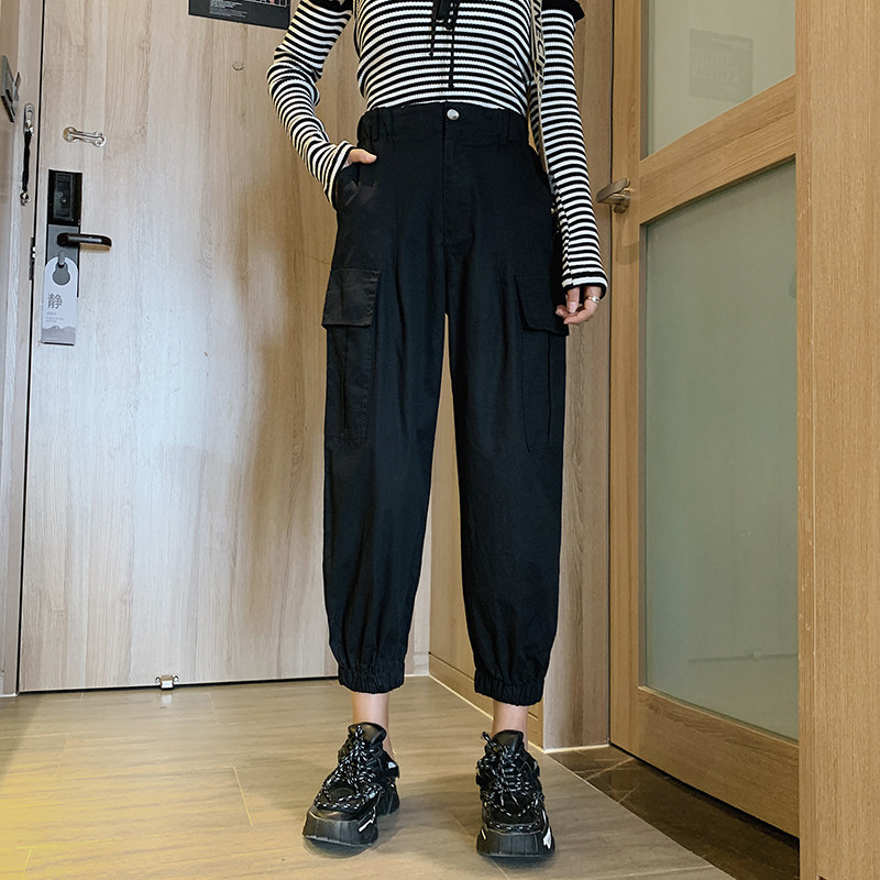 适合胯大腿粗的裤子2020新款显瘦高腰小个子帅气束脚八分工装裤潮