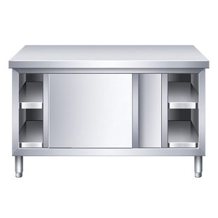 包邮不锈钢焊接拉门工作台厨房桌子打荷操作台切菜商用台面案板柜