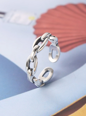 小众银饰925纯银戒指男女款潮简约指环食指学生创意泰银韩版ins银