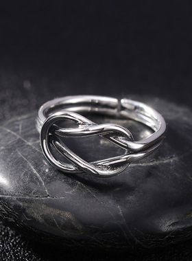 小众银饰s925纯银戒指饰品女士食指指环开口同心泰银潮流韩版饰品