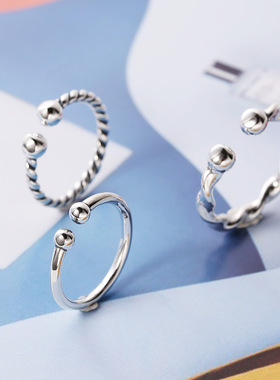 小众银饰925纯银戒指简约女款指环食指小指尾戒创意泰银韩版ins