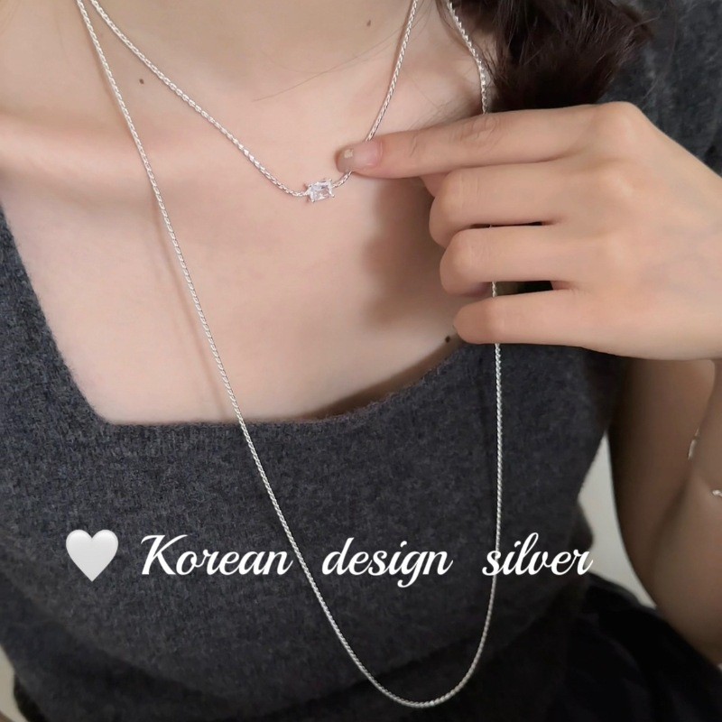 S925纯银长款锁骨链缠绕叠戴女