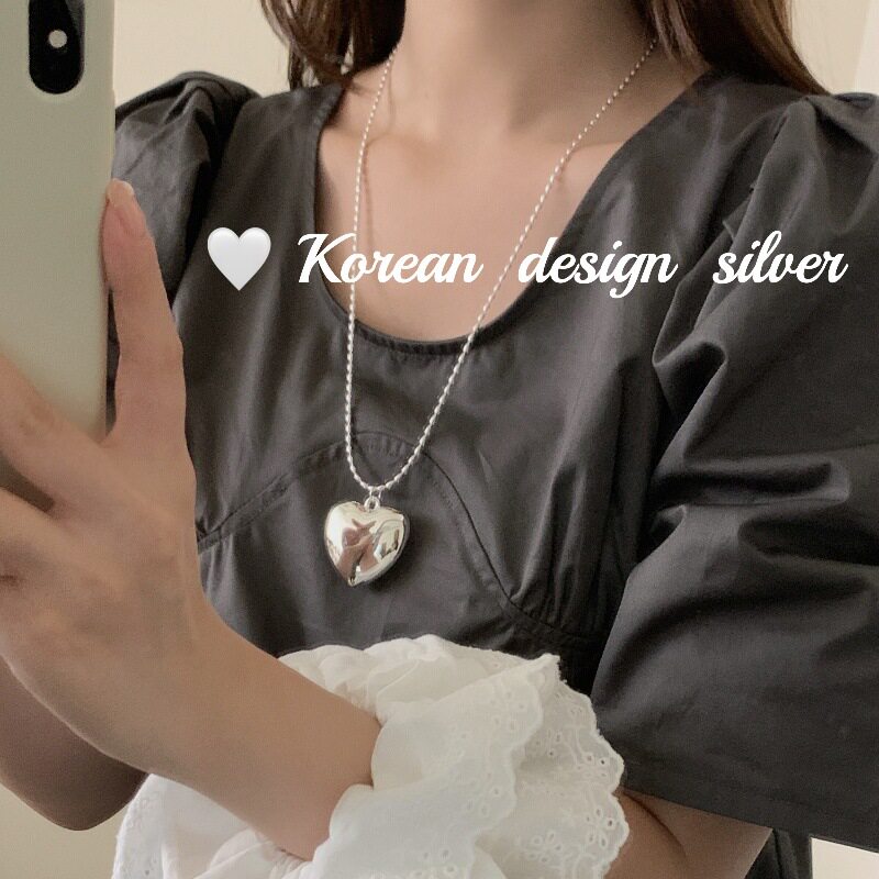 S925纯银大爱心叠戴项链女