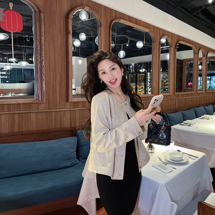 麂皮绒短外套女2026新款春秋季韩版高级感小个子百搭气质夹克上衣