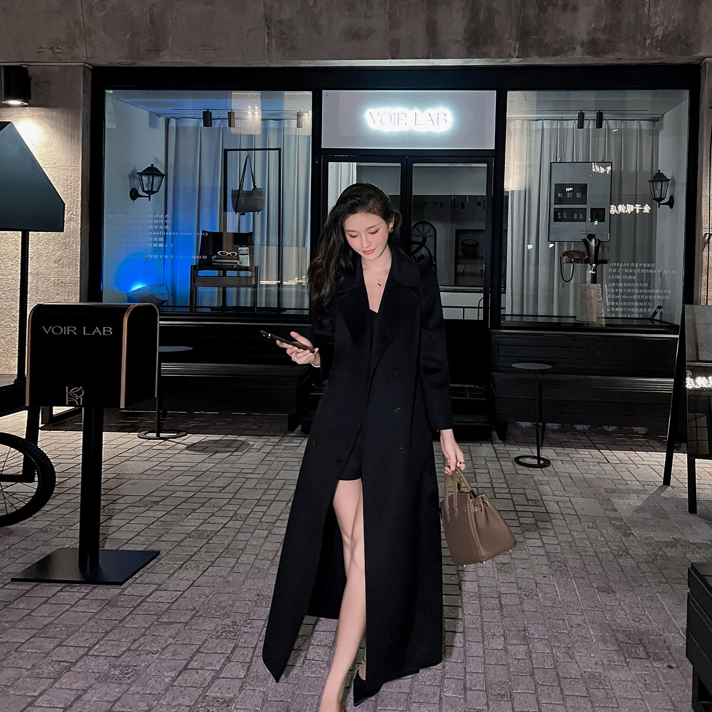 黑色高端双面羊绒大衣女2025年新款冬季韩系宽松气质显瘦毛呢外套,女装/女士精品,风衣,淘宝优惠券,粉丝福利购,淘宝优惠卷