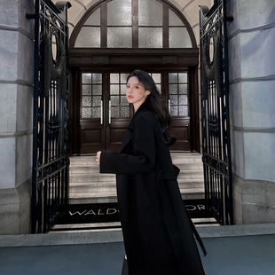 经典双排扣羊绒大衣女2025新款冬季韩版宽松高端气质双面毛呢外套