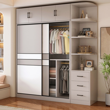 衣柜家用卧室2025款实木生态板推拉门大衣橱现代简约储物儿童柜子