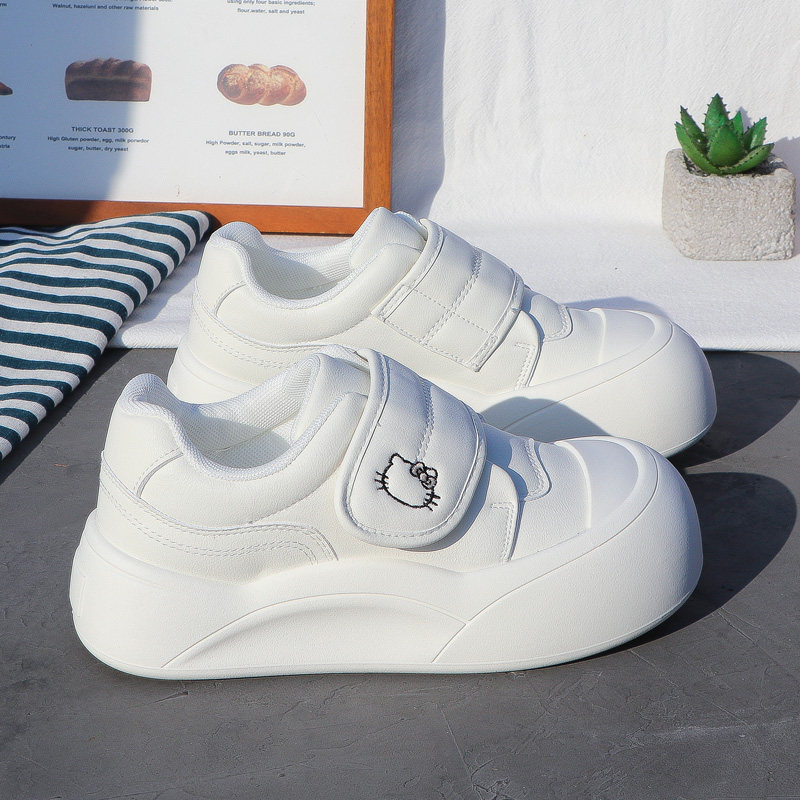 2026春季新款可爱风魔术贴厚底小白鞋女学生百搭休闲板鞋面包鞋女,女鞋,休闲板鞋,淘宝优惠券,粉丝福利购,淘宝优惠卷