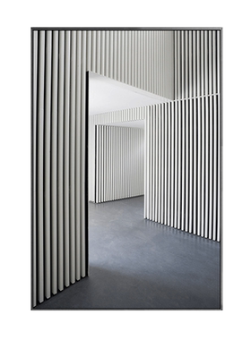 影拥邂逅转角现代建筑黑白装饰画