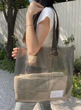 简约黑色透明塑料包装购物定制手提高档服装店衣服用打包袋子批发