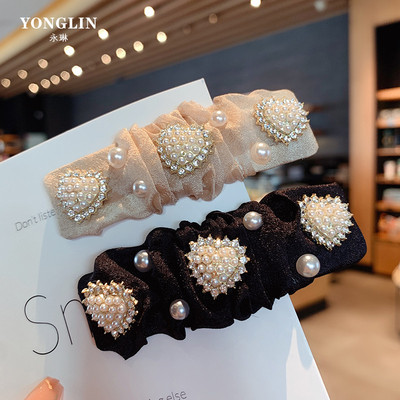 yonlin韩式甜美珍珠绢纱发饰发夹