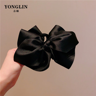 超大丝绒蝴蝶结抓夹黑色大号头饰发卡公主头顶夹在逃公主鲨鱼夹子