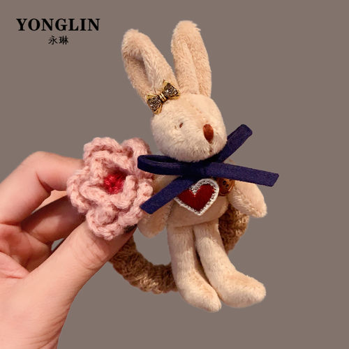 高级感洋气时尚可爱毛绒兔子头绳