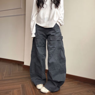 Amoeba美式复古廓形大口袋弯刀伐木裤男女百搭休闲工装裤阔腿长裤