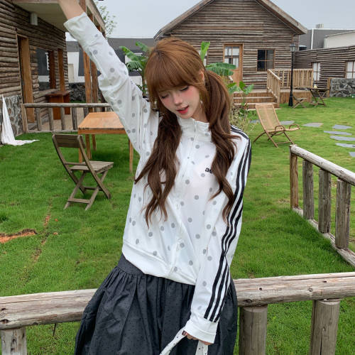 韩系波点立领防晒服薄款外套