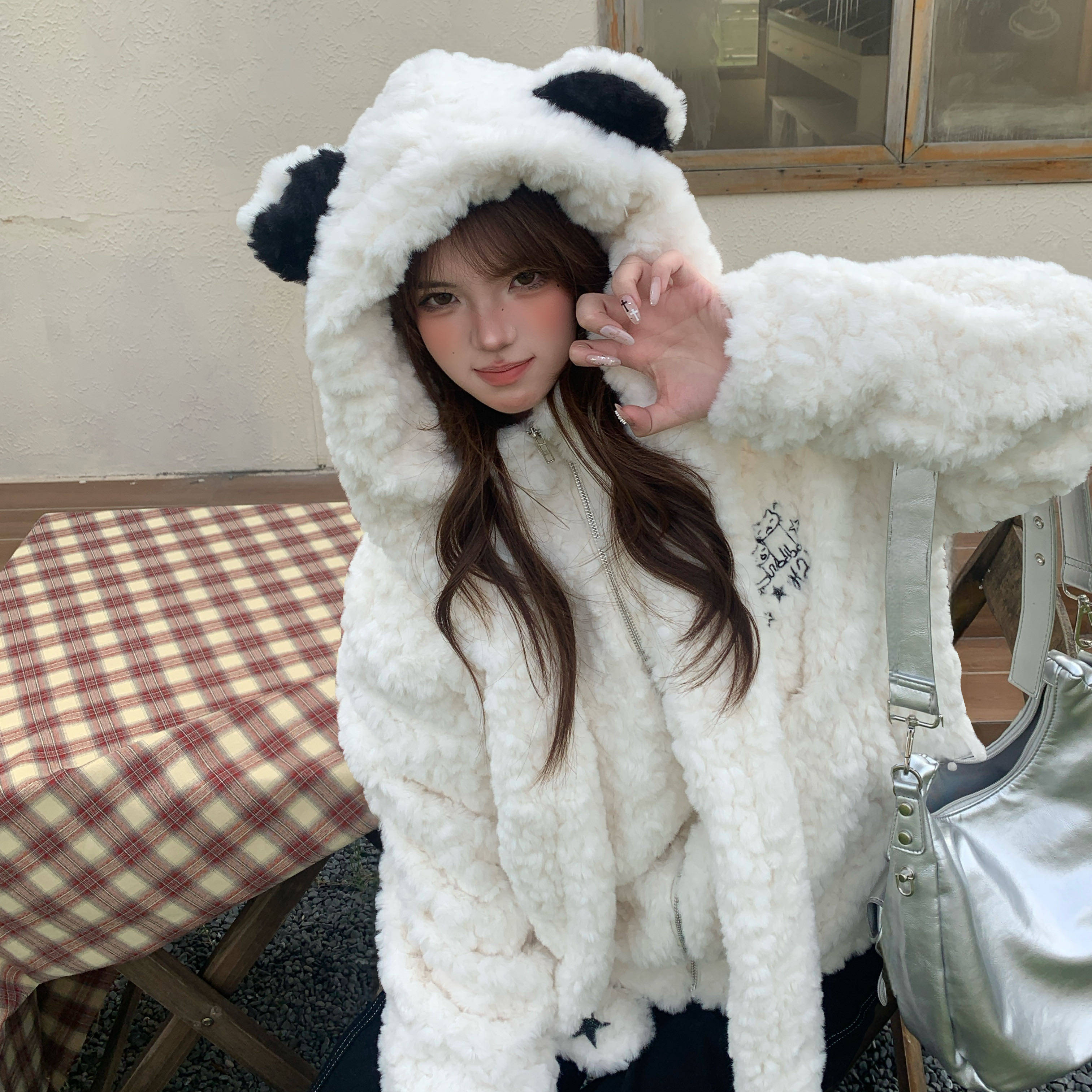 Amoeba原创可小熊耳朵围脖连帽羊羔绒棉服外套女冬季保暖加厚棉衣,女装/女士精品,棉衣/棉服,淘宝优惠券,粉丝福利购,淘宝优惠卷