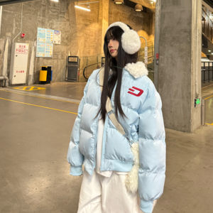 Amoeba原创毛领甜酷风冬季短款棉服女软糯宽松面包服外套加厚棉袄