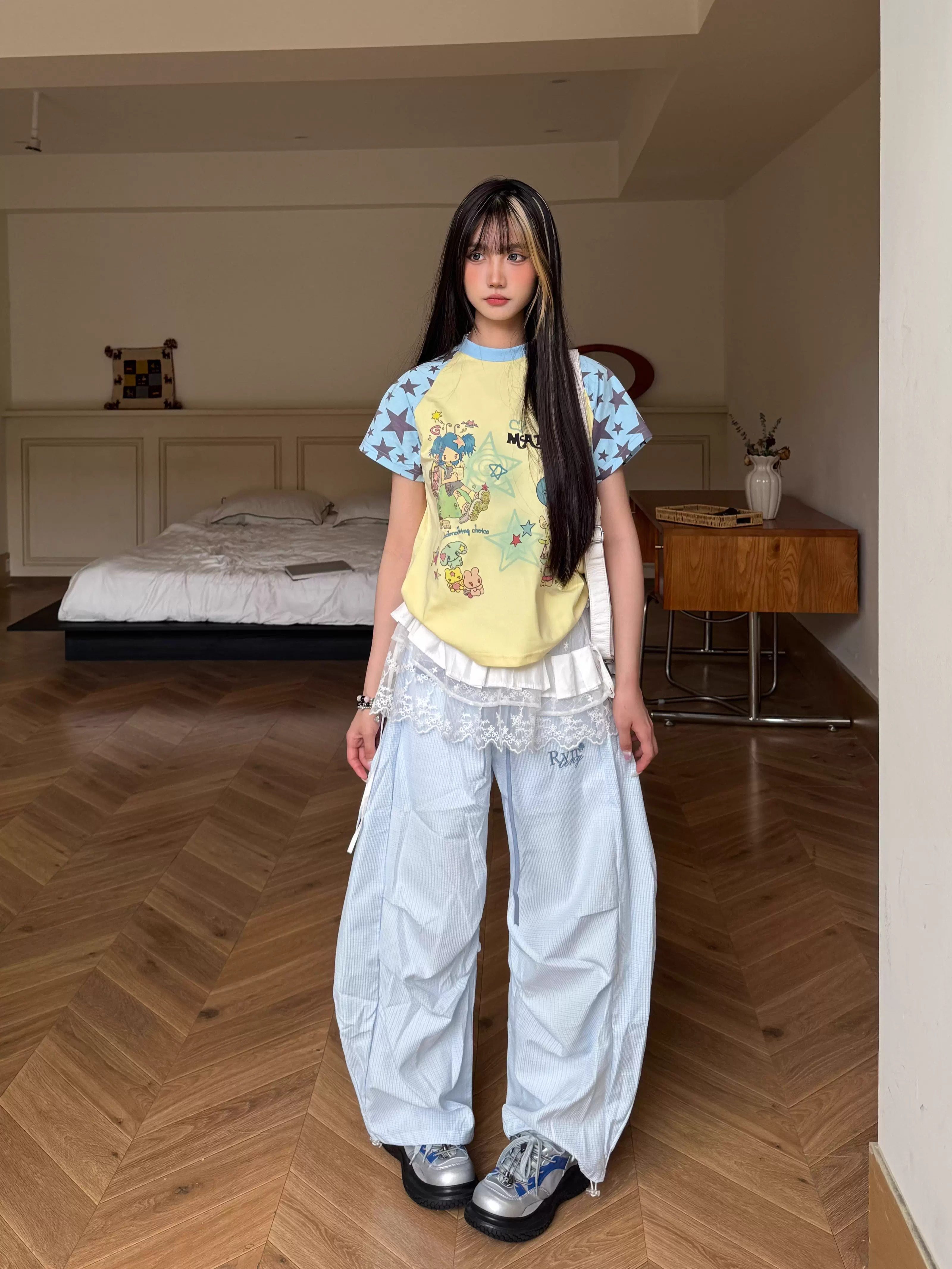 Y2K Star Power! Retro Amoeba Loose Tee for Effortless Summer Style - Product image 4