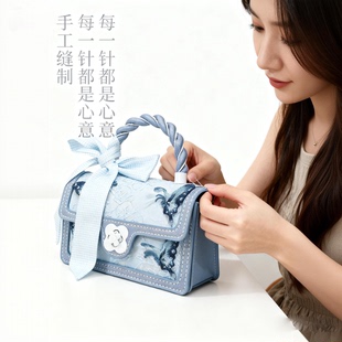 今年流行爆款 小包包女diy手工编织包包自制材料包古风蝴蝶结方包