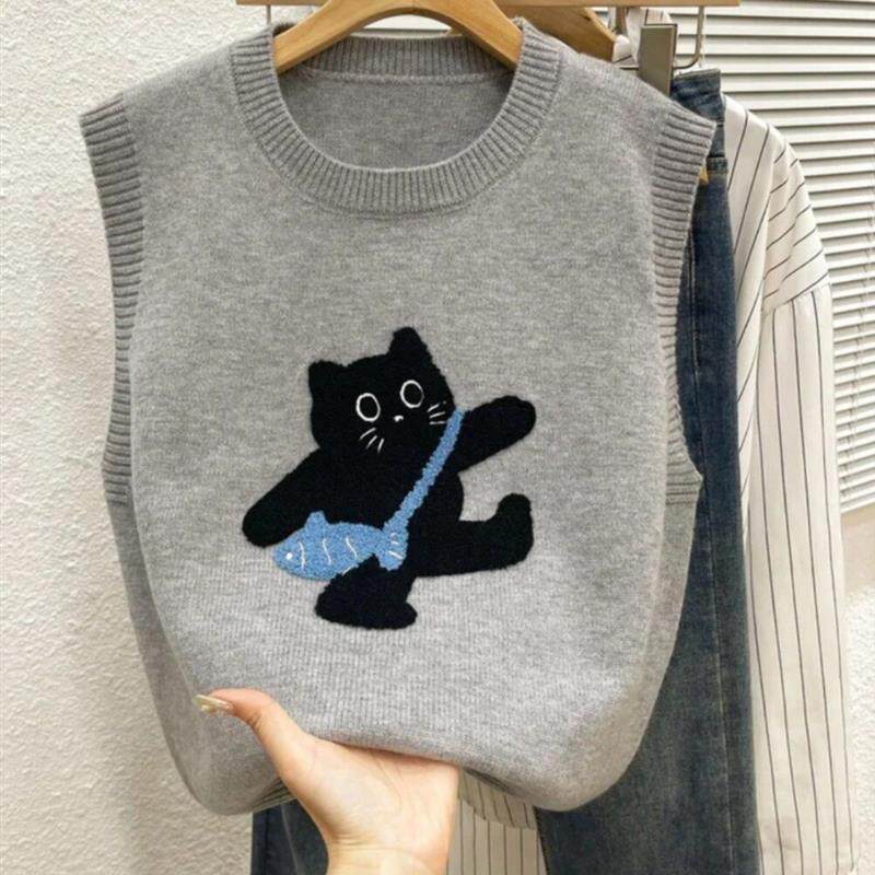 叠穿V领毛衣马甲背心女内搭2026秋冬季新款宽松外穿短款针织坎肩