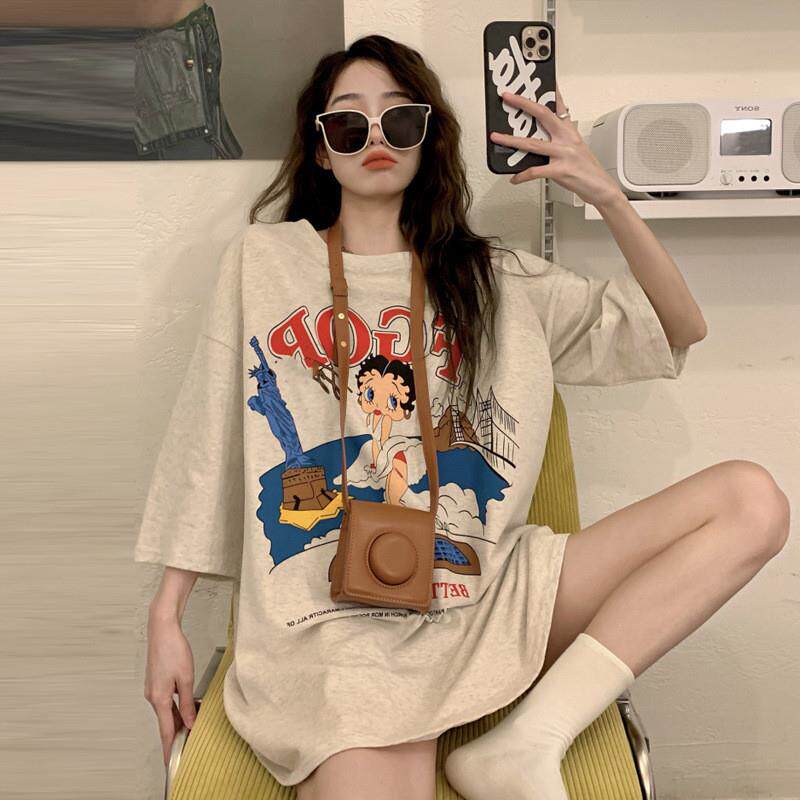 美式复古大码t恤女纯棉潮牌古着短袖ins2026新款夏季圆领上衣