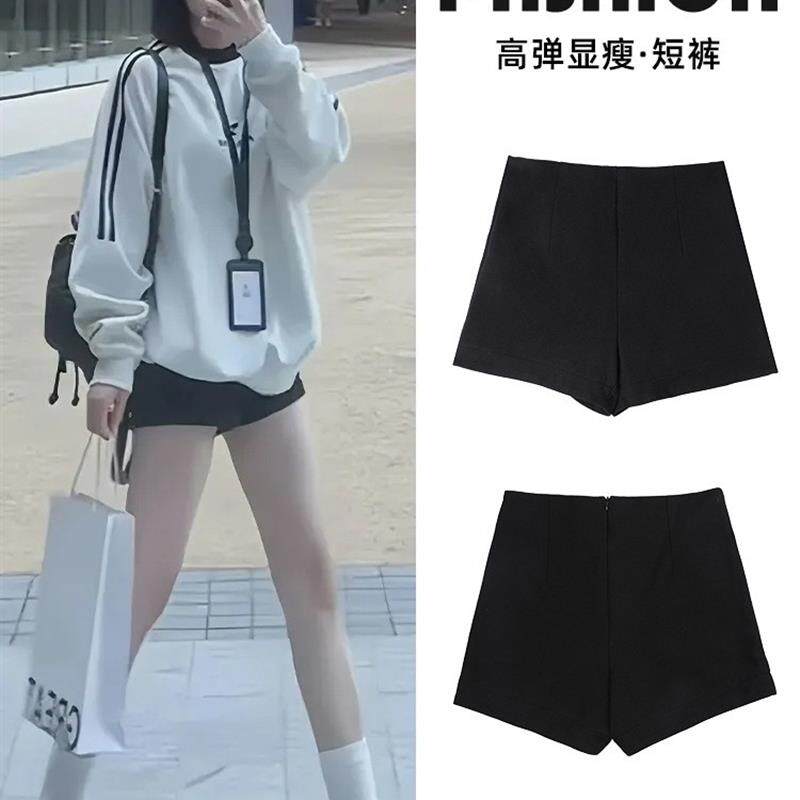 黑色短裤女春夏2026新款高腰显瘦小个子辣妹打底靴裤外穿西装热裤