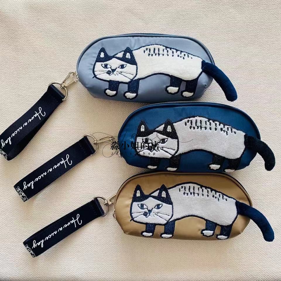 日本品牌刺绣爬猫眼镜猫太阳镜包笔袋