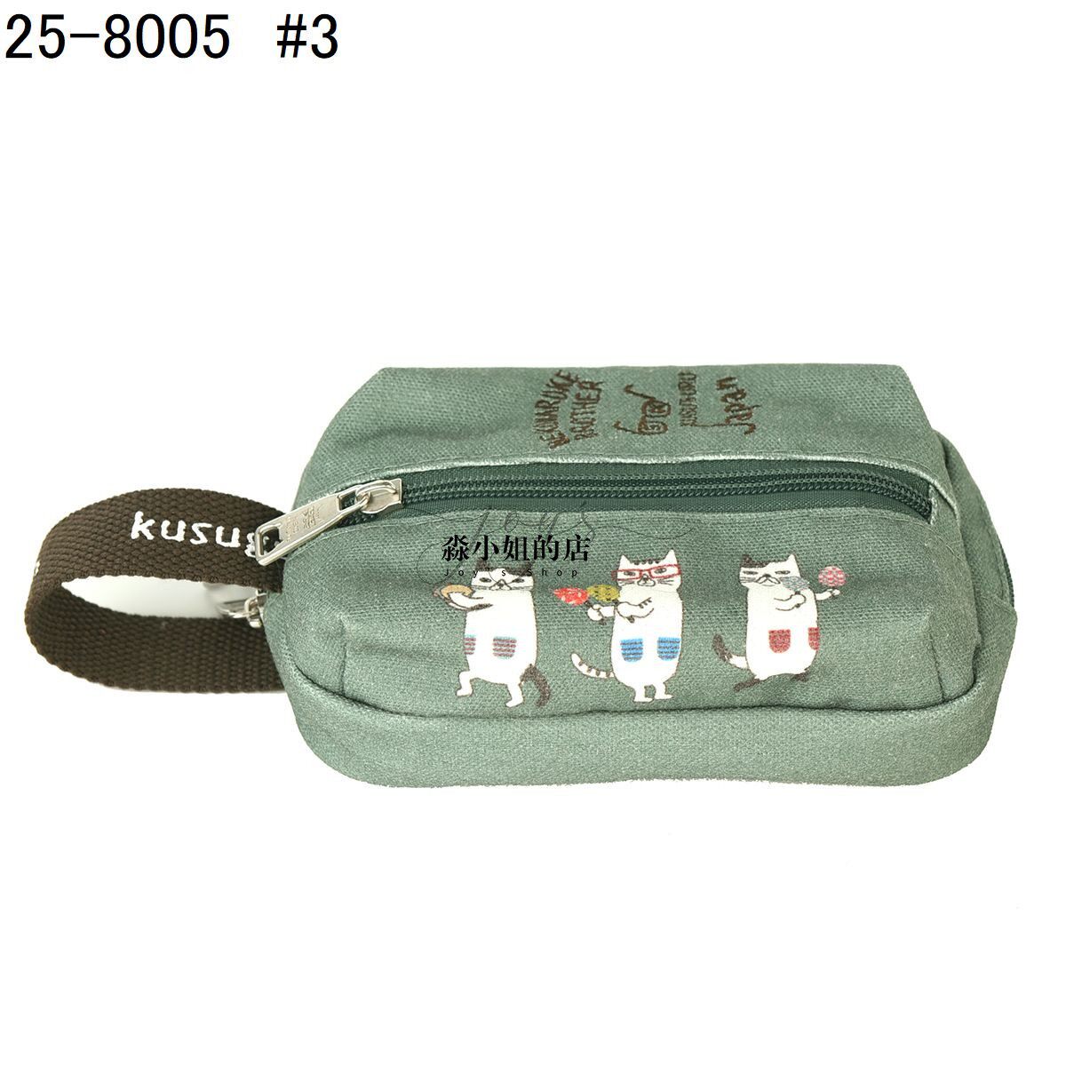 日本品牌刺绣爬猫新款方型零钱包化妆包零钱收纳包卡包证件包