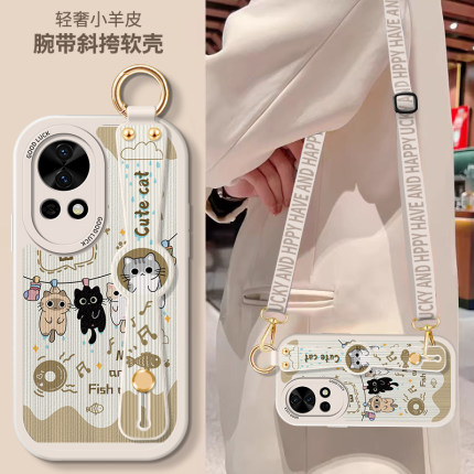 华为Nova13手机壳nove12Pro斜挎hi智选腕带SE硅胶Ultra活力小羊皮note背带挂绳U星耀防摔novo卡通支架全包套