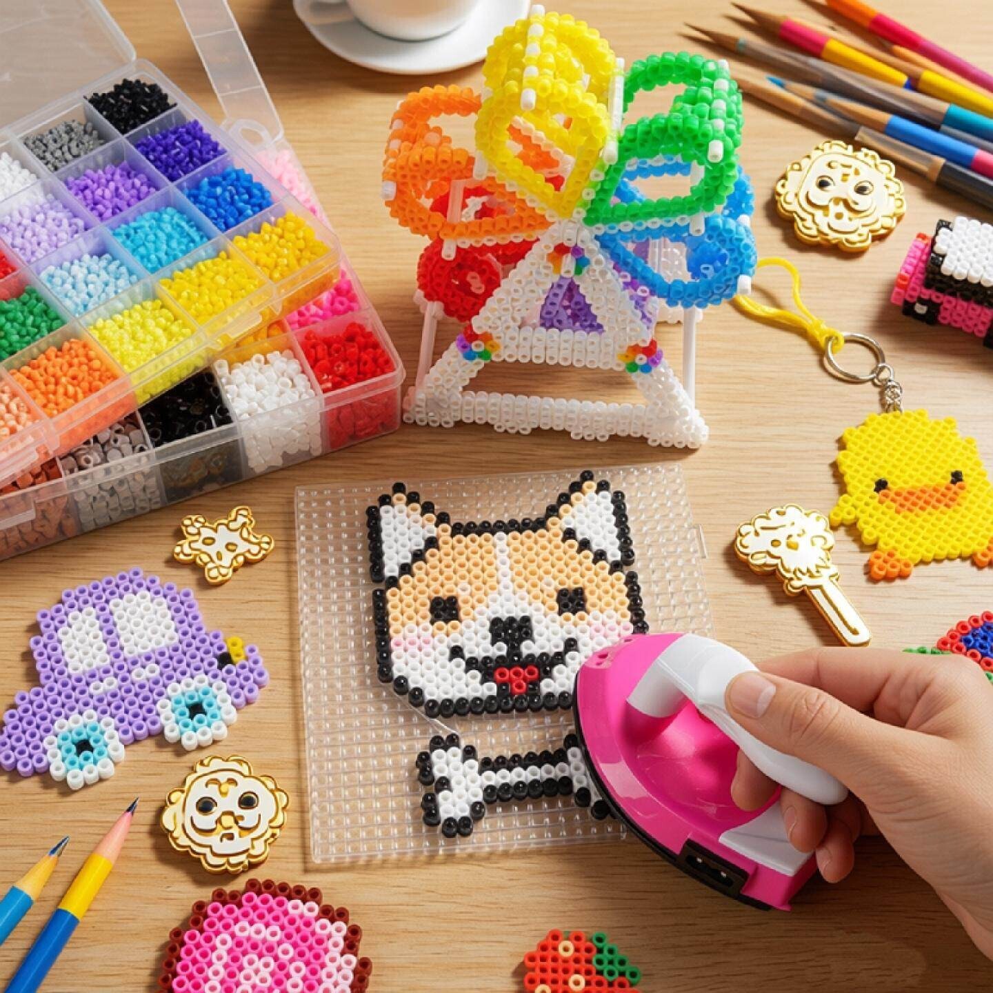 拼图豆儿童手工制作diy玩具珠子女孩动手动脑益智力熨烫珠小孩子