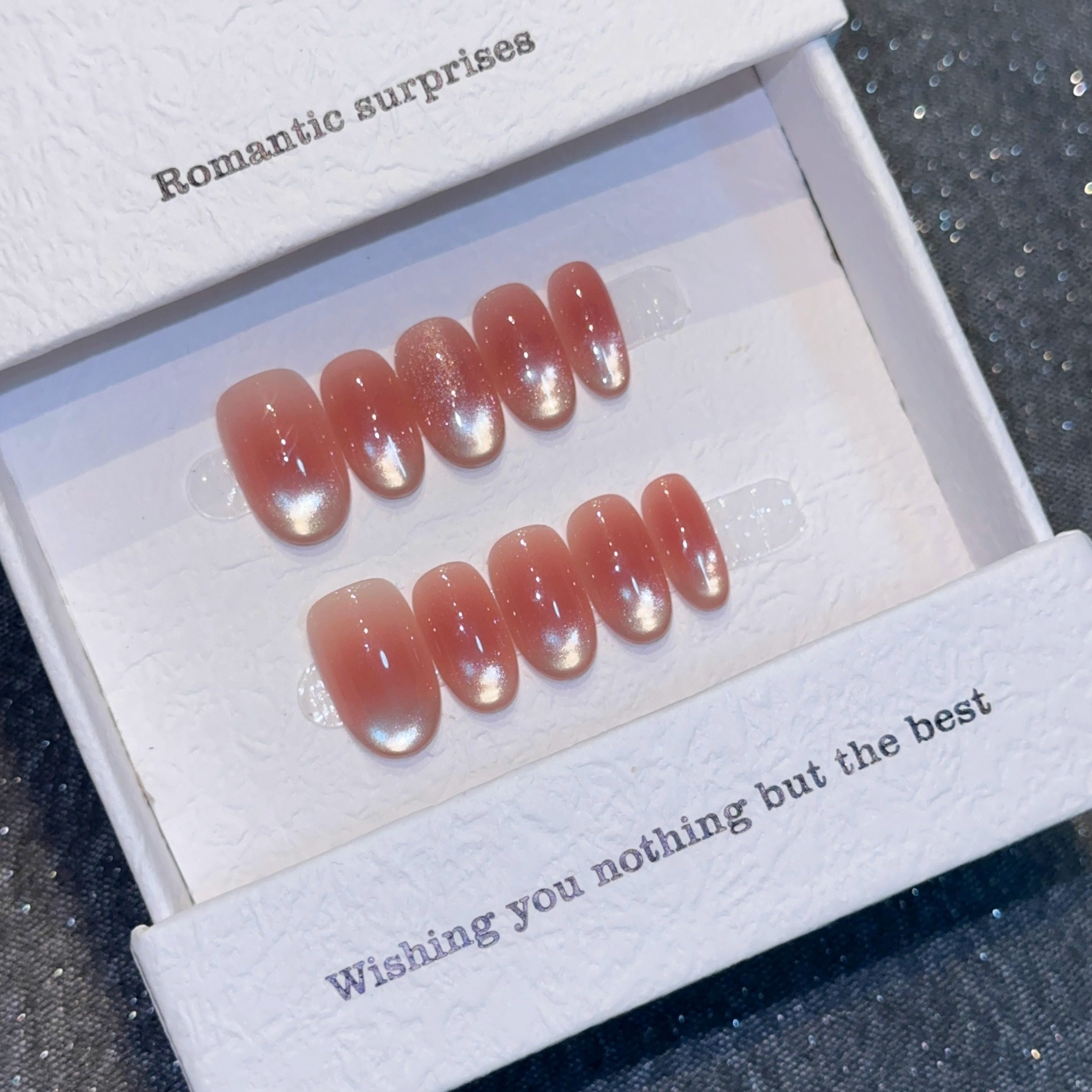 【玉露】仙气温柔裸粉冰透玻璃珠猫眼日常显白短款纯手工穿戴甲,彩妆/香水/美妆工具,穿戴甲/甲片,淘宝优惠券,粉丝福利购,淘宝优惠卷