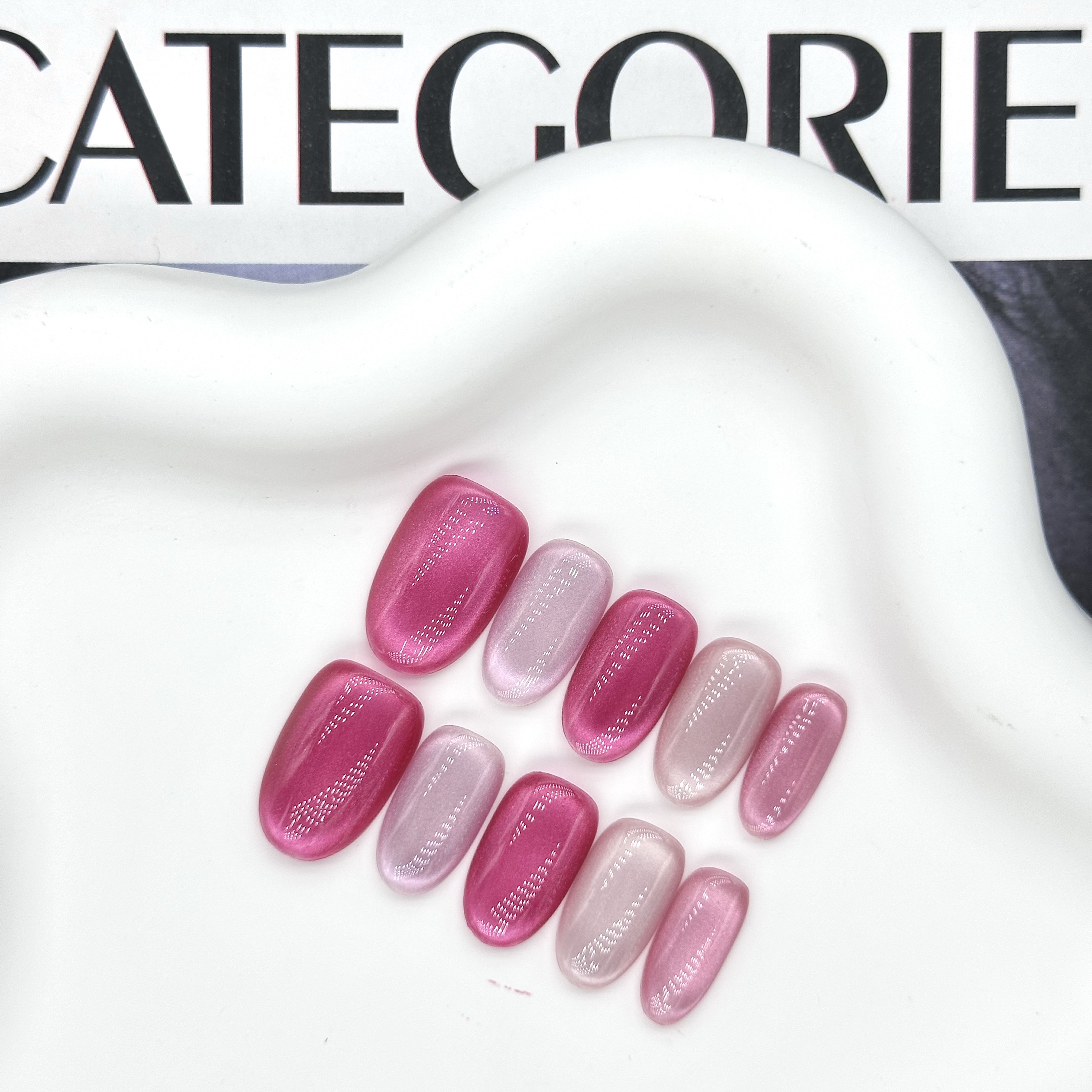 【冰摇树莓】冰透莓果玻璃珠猫眼跳色温柔甜美短款纯手工穿戴甲