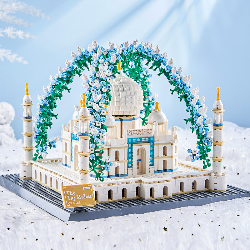 拼装玩具女孩子系列益智拼图积木花束送女友礼物情人节城堡泰姬陵