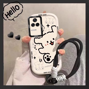 适用于红米K50手机壳红米K50Pro/K50至尊版保护套女款卡通网红新款卡通小狗全包软壳手绳红米K50Pro保护套