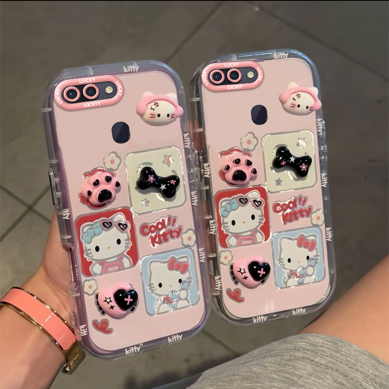 适用于oppor15标准版手机壳卡通镜子支架OPPOR17保护套女款防摔软壳新款可爱公仔网红高级感镜面泡芙壳