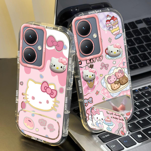 Y35m防摔硅胶软全包可爱 女镜面支架卡通Y35 适用于vivoY35M 手机壳立体公仔VIVOY35保护壳新款