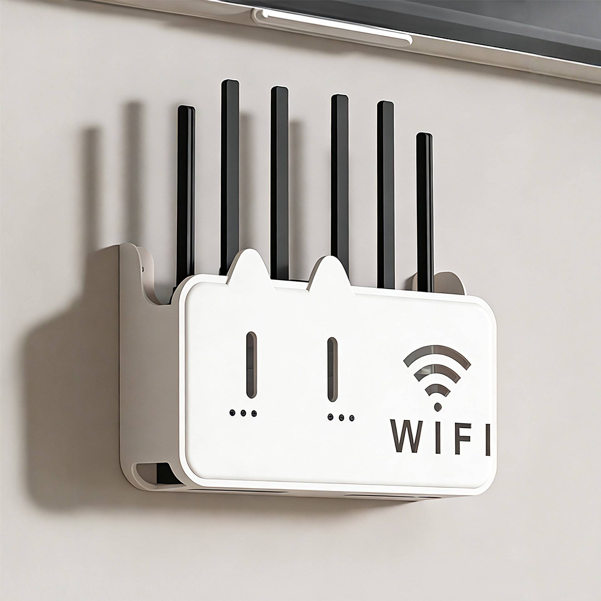 无线wifi电视机顶盒路由器置物架免打孔收纳盒子壁挂式装饰遮挡箱