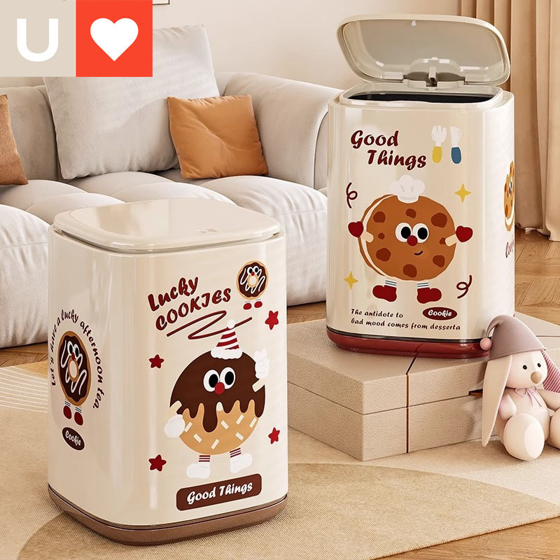 可爱高颜值垃圾桶家用2025新款带盖客厅厕所卫生间卧室大号垃圾桶