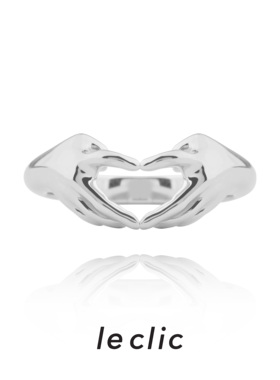 leclic HAND-Heart爱心系列 白金戒指 原创设计简约时尚比心手势