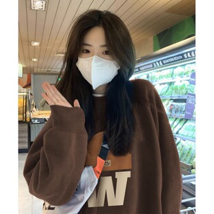 外套oversize小个子棕色慵懒上衣 爆款 美式 复古卫衣女春秋2026新款