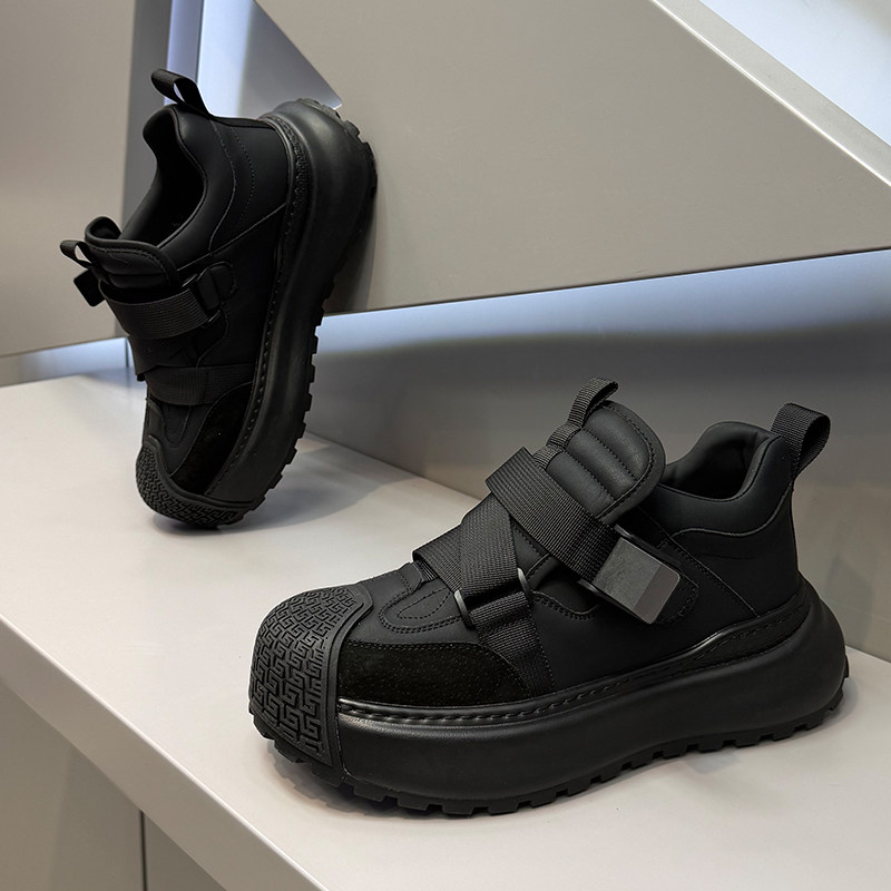 男鞋2025冬季新款时尚百搭厚底低帮老爹鞋加绒保暖防寒韩版休闲鞋