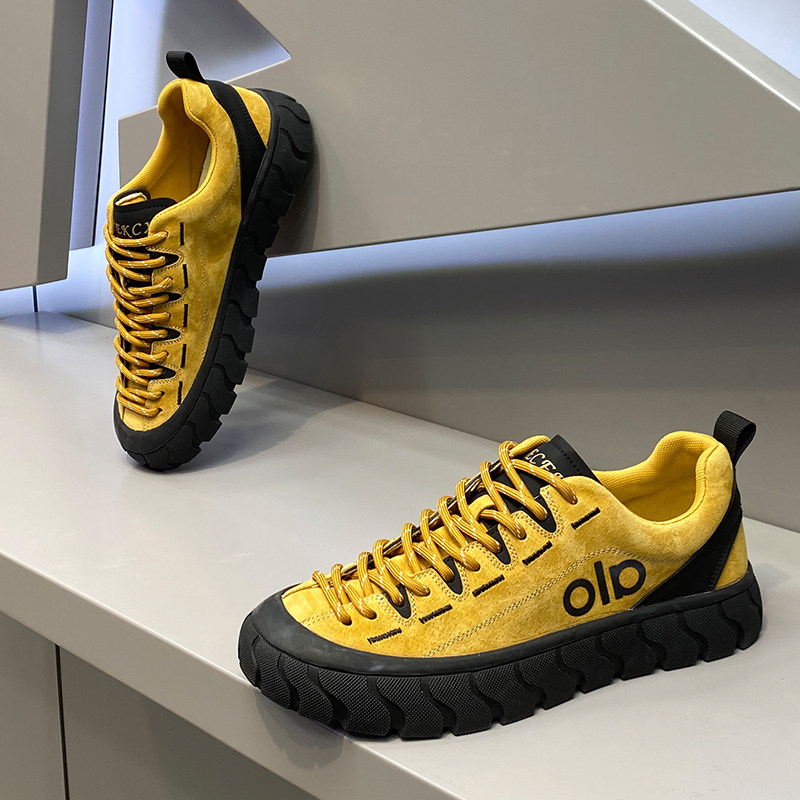 板鞋男款2025秋季时尚百搭厚底低帮鞋真皮系带小众爆款休闲鞋潮鞋