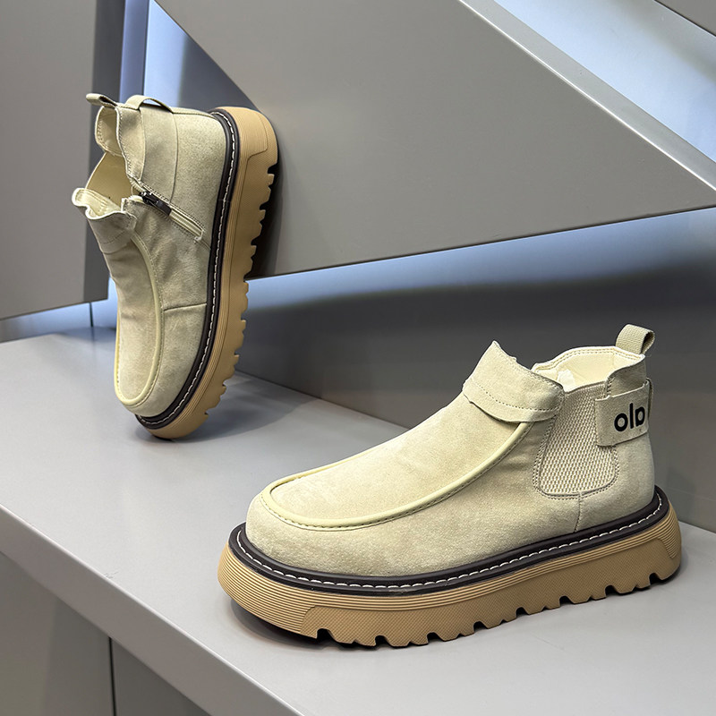 男鞋2025冬季新款时尚百搭厚底低帮马丁靴加绒保暖工装韩版休闲鞋