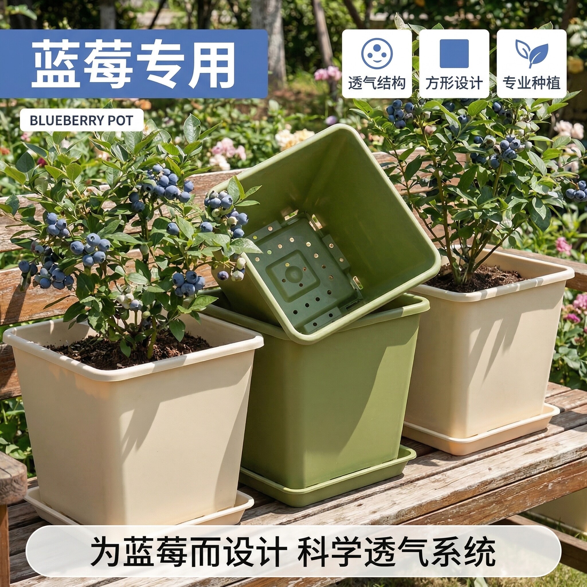 蓝莓果树专用盆方口控根透气塑料花盆加厚耐用方形青山控根盆特大图片