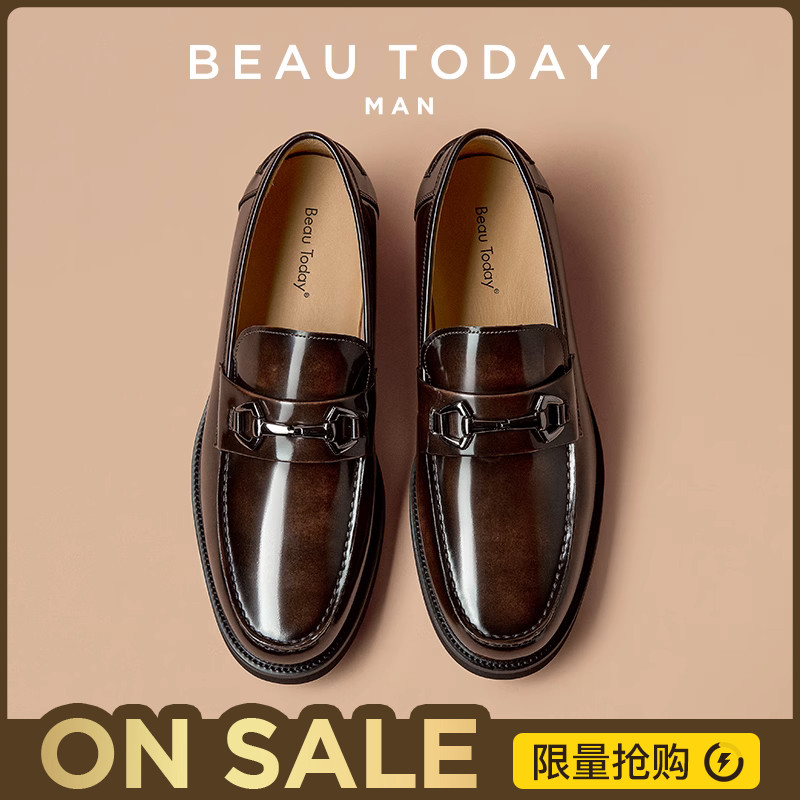BeauToday开边珠高级感马衔扣乐福鞋男士商务休闲皮鞋正装西装
