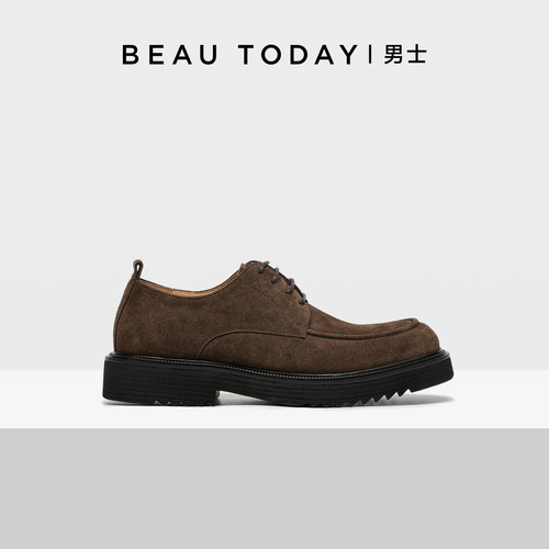【头层牛反绒】BeauToday休闲皮鞋男夏博真皮厚底德比鞋男高级感