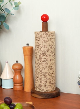 中古风纸巾架免打孔厨房立式卷纸架创意红球保鲜膜袋收纳置物架子